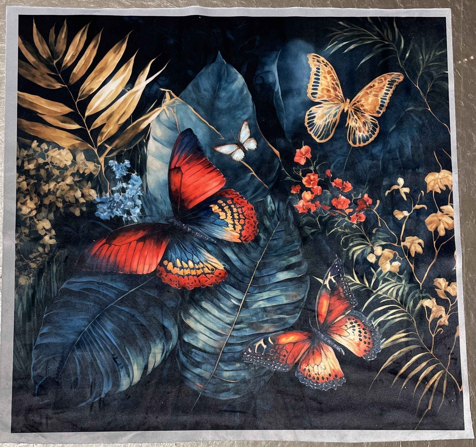 Carré  velours- Papillons