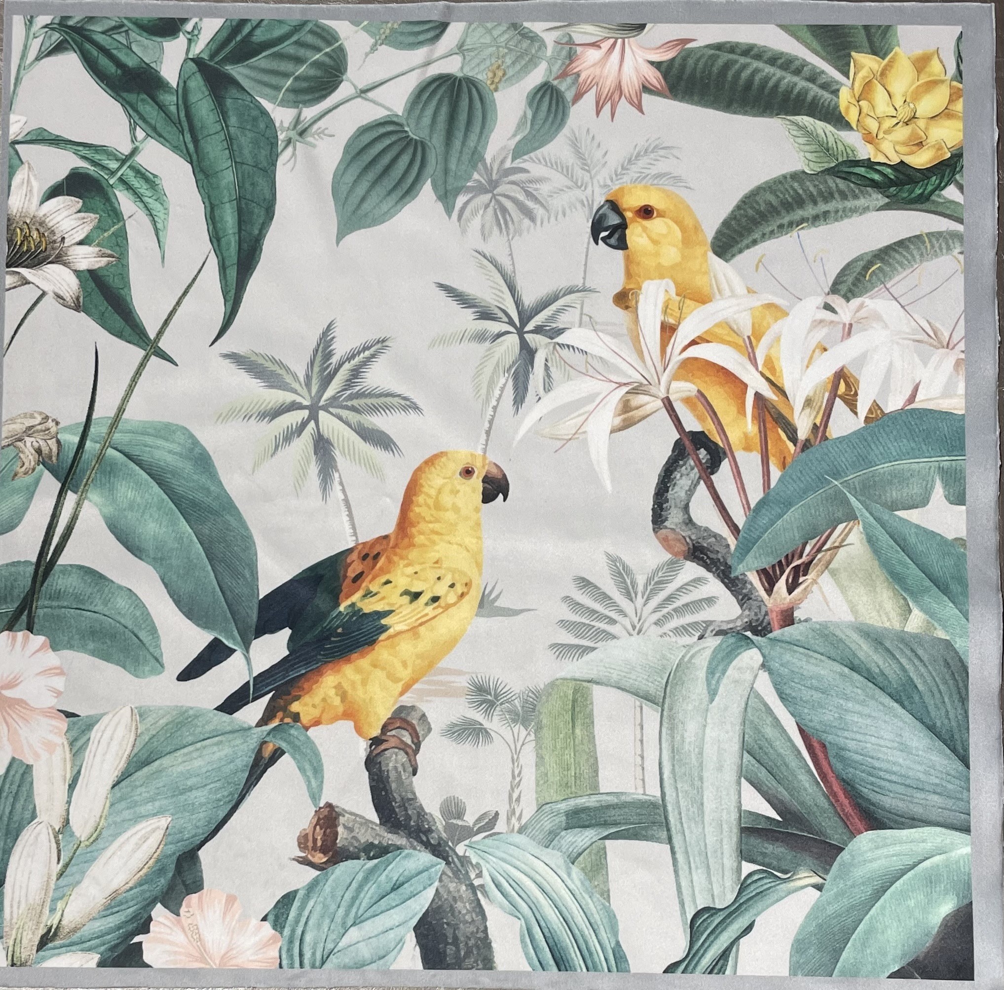 Carré  velours-Perroquets jungle