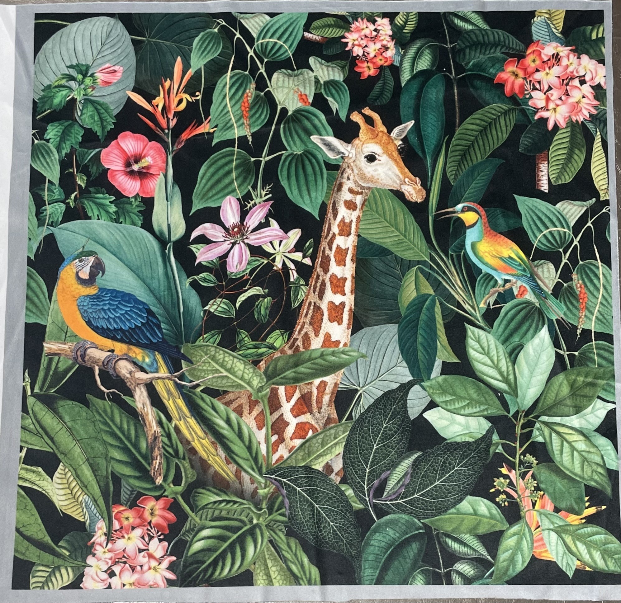 Carré  velours-Girafe jungle