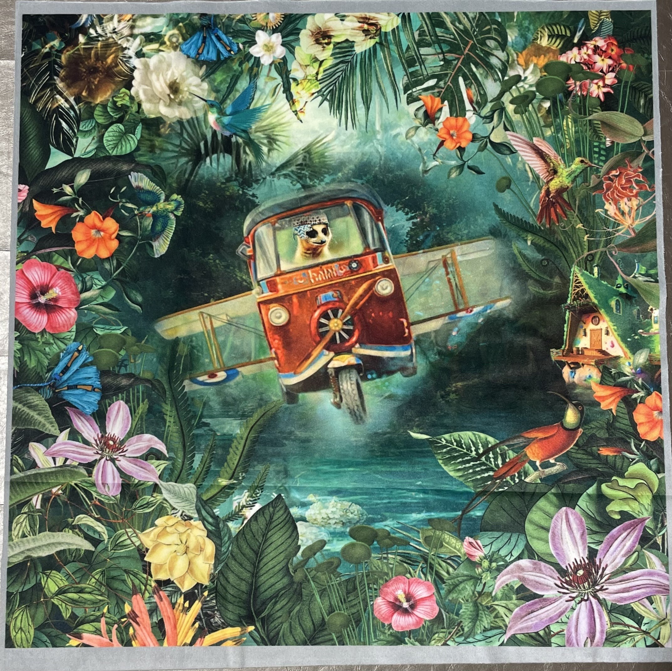 Carré  velours-Avion  jungle