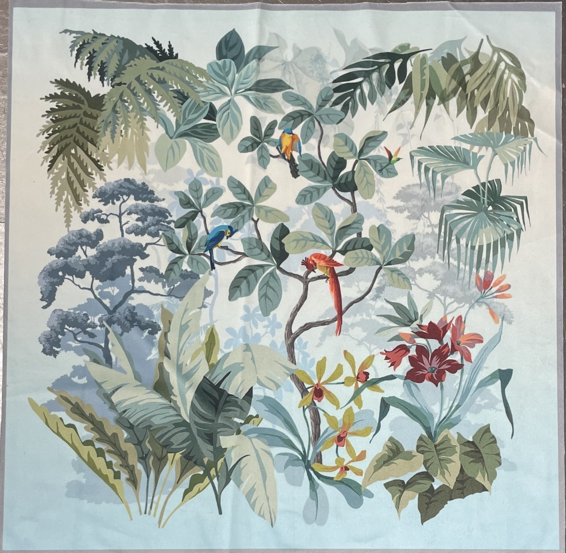 Carré  velours-Paysage jungle