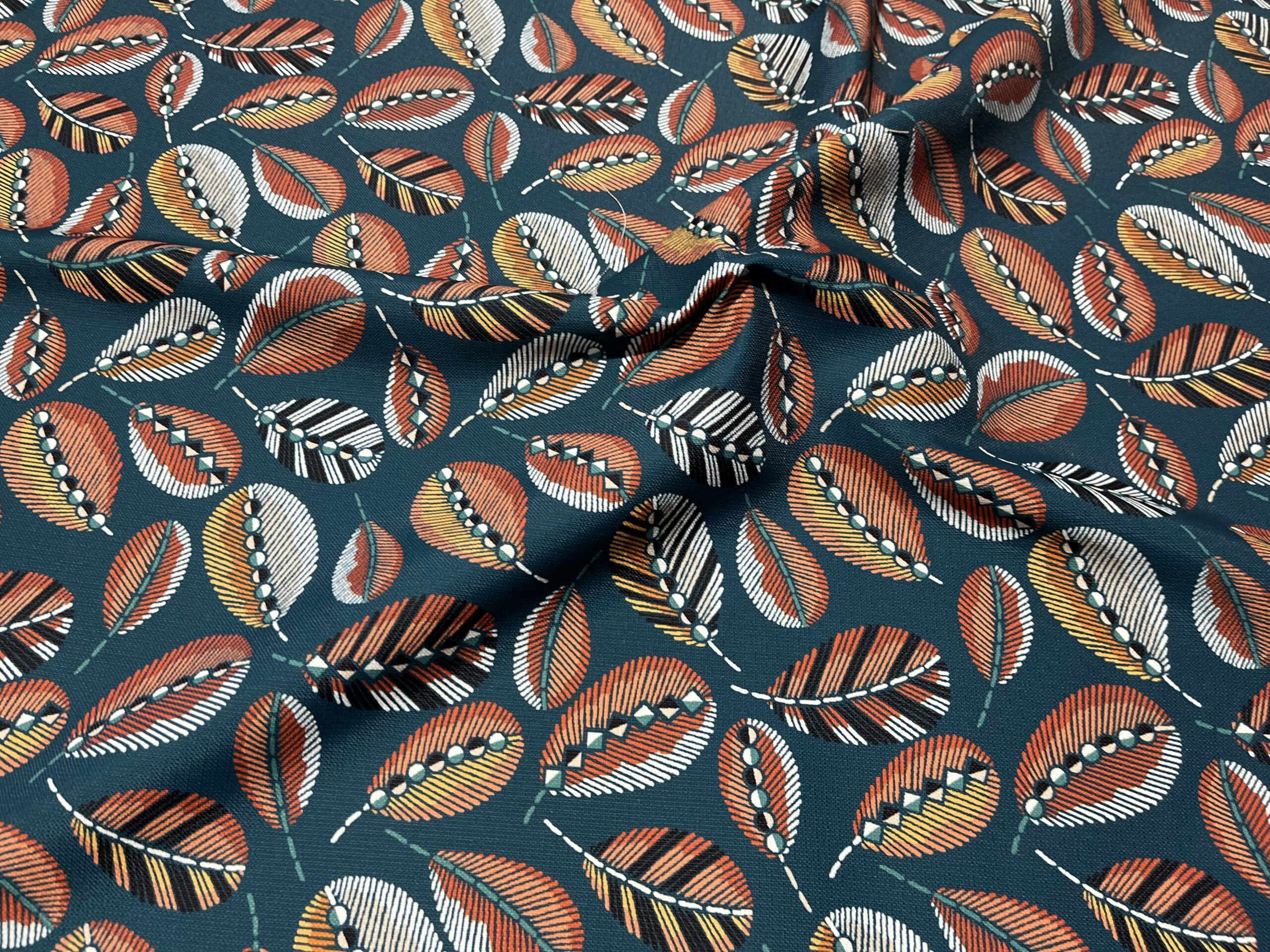 Tissu toile extérieure Plumette pétrole.