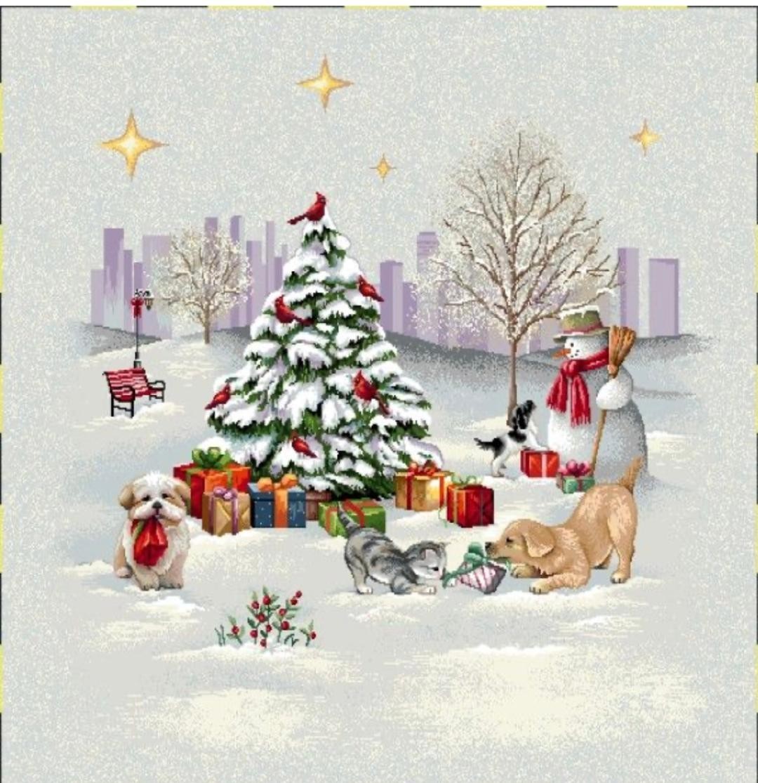 Carré -Sapin chien et chat