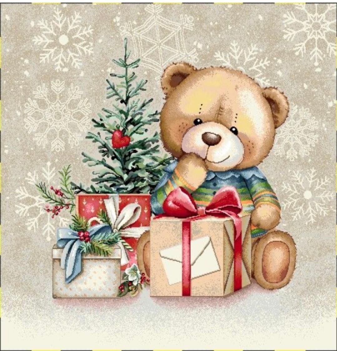 Carré -Ourson et sapin