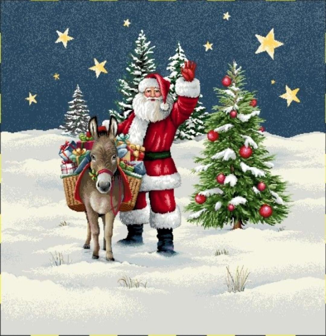 Carré -Pere noel et l'ane