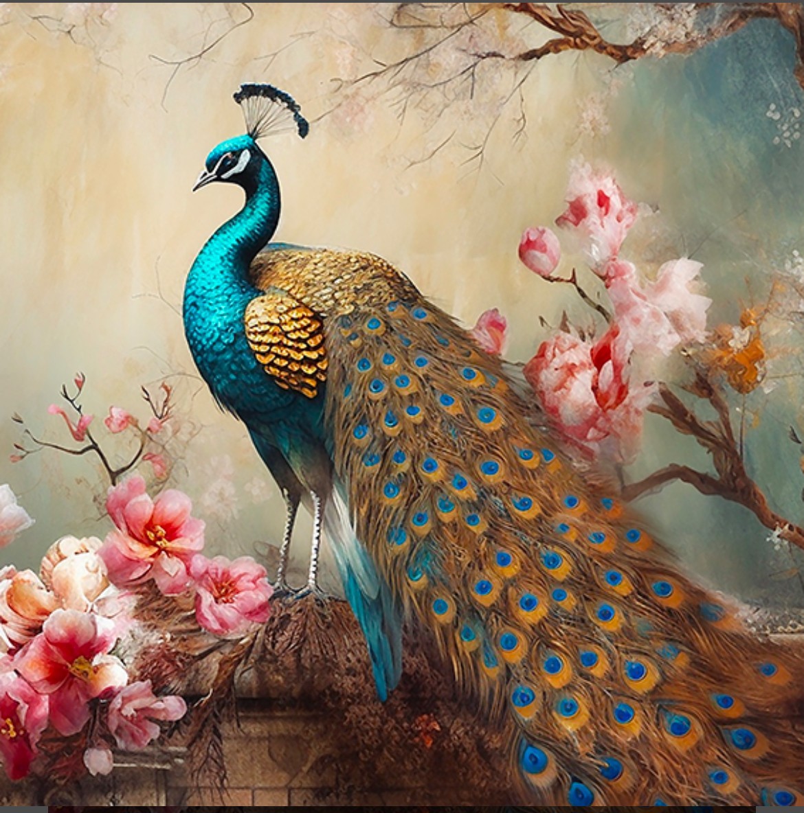 Carré  velours - paon