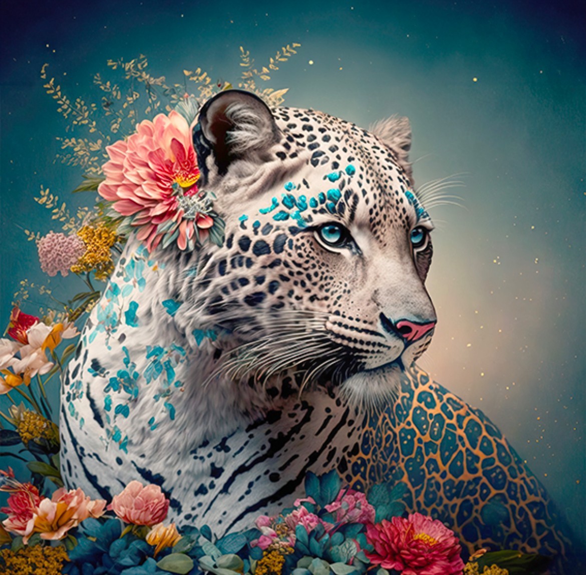 Carré  velours- tigre blanc