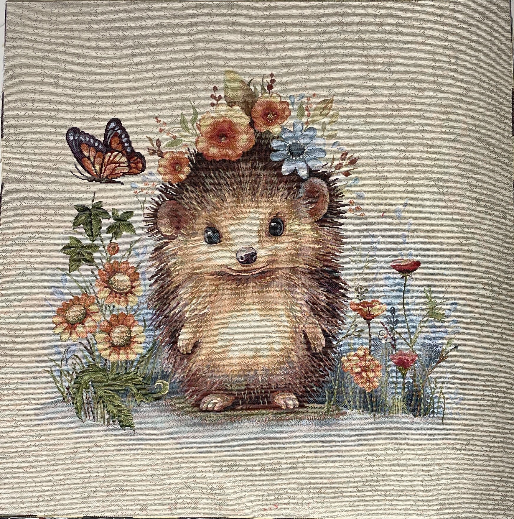 Carré - hérisson fleurs debout