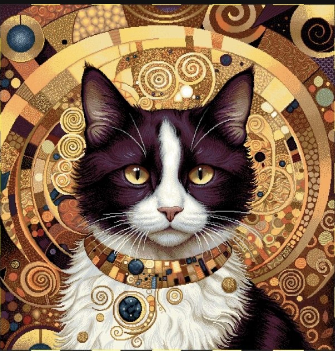 Carré-chat stylisé noir avec lurex