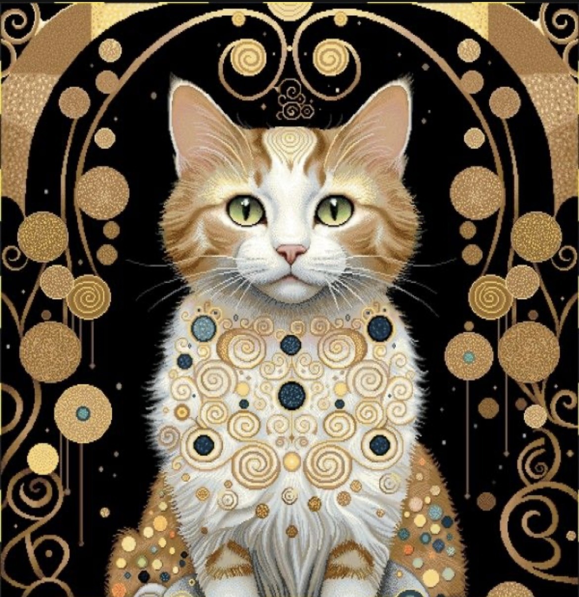 Carré-chat stylisé roux avec lurex