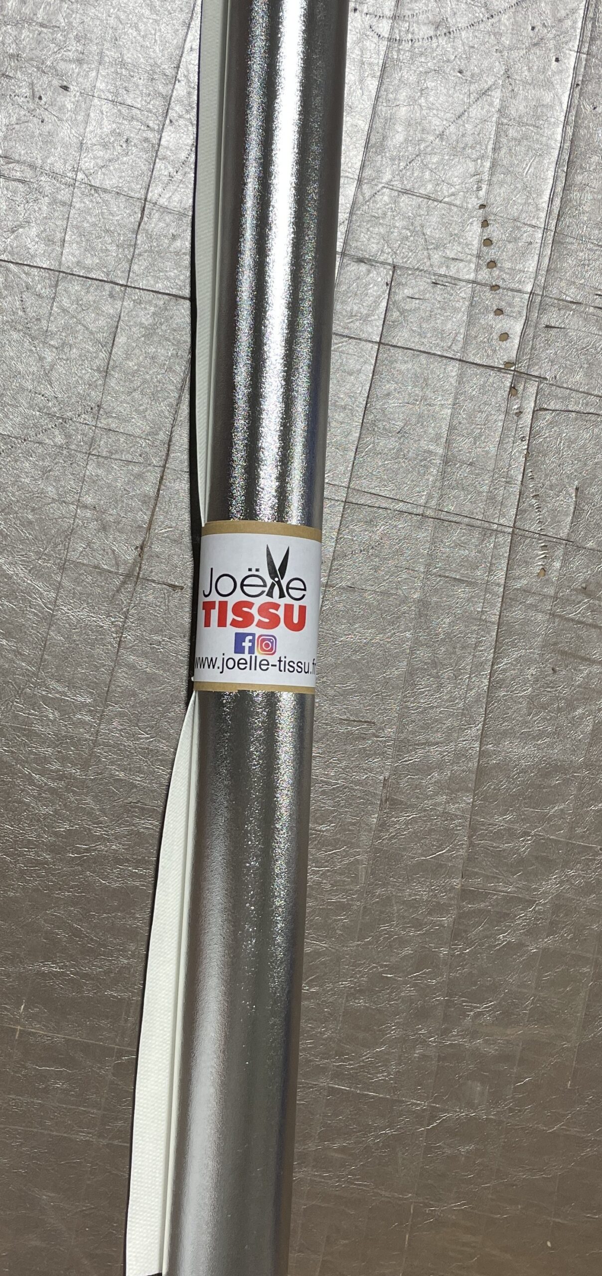 Simili cuir - argent  brillant