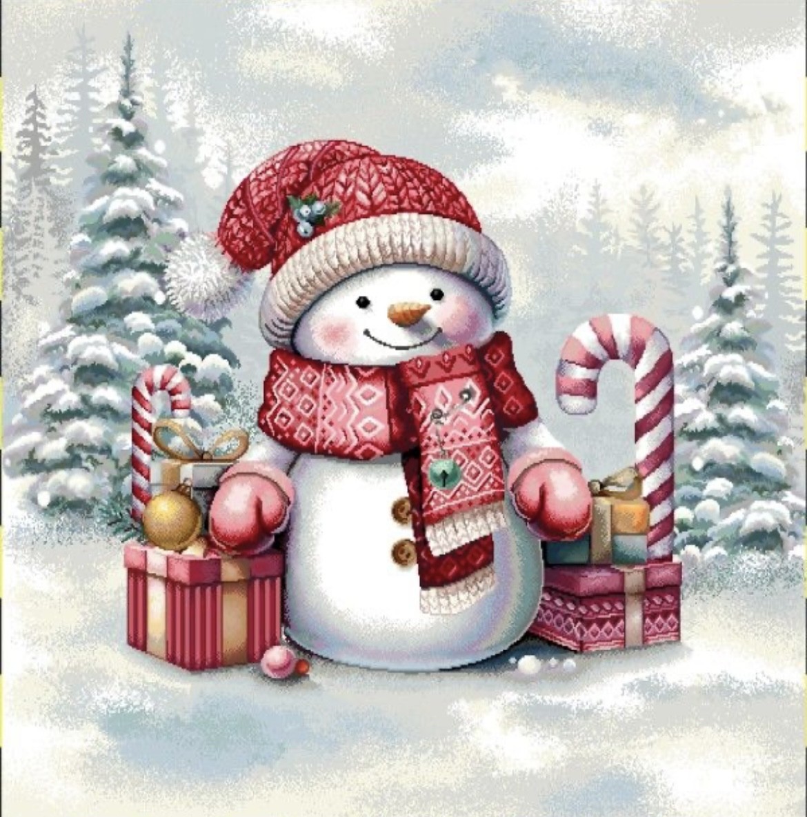 Carre-bonhomme de neige écharpe et bonnet