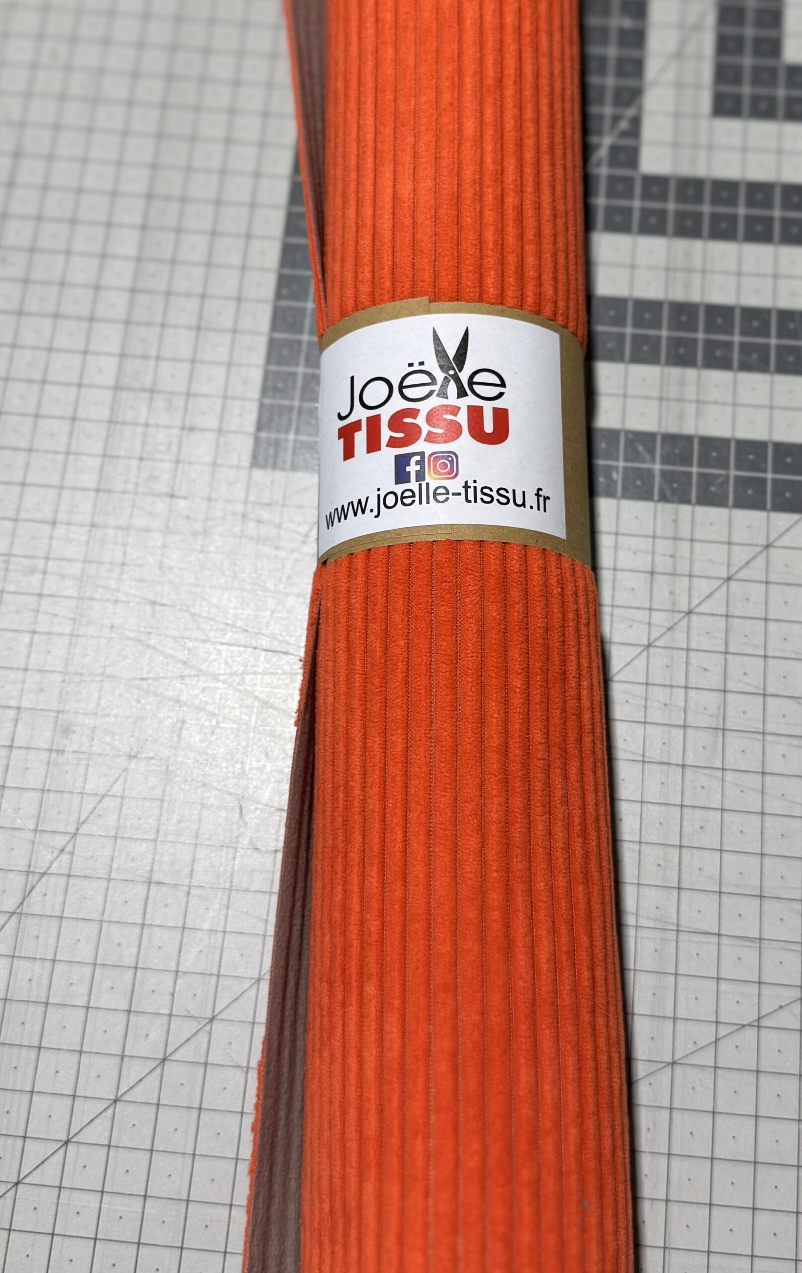 Ameublement -velours cotelé  orange spicy