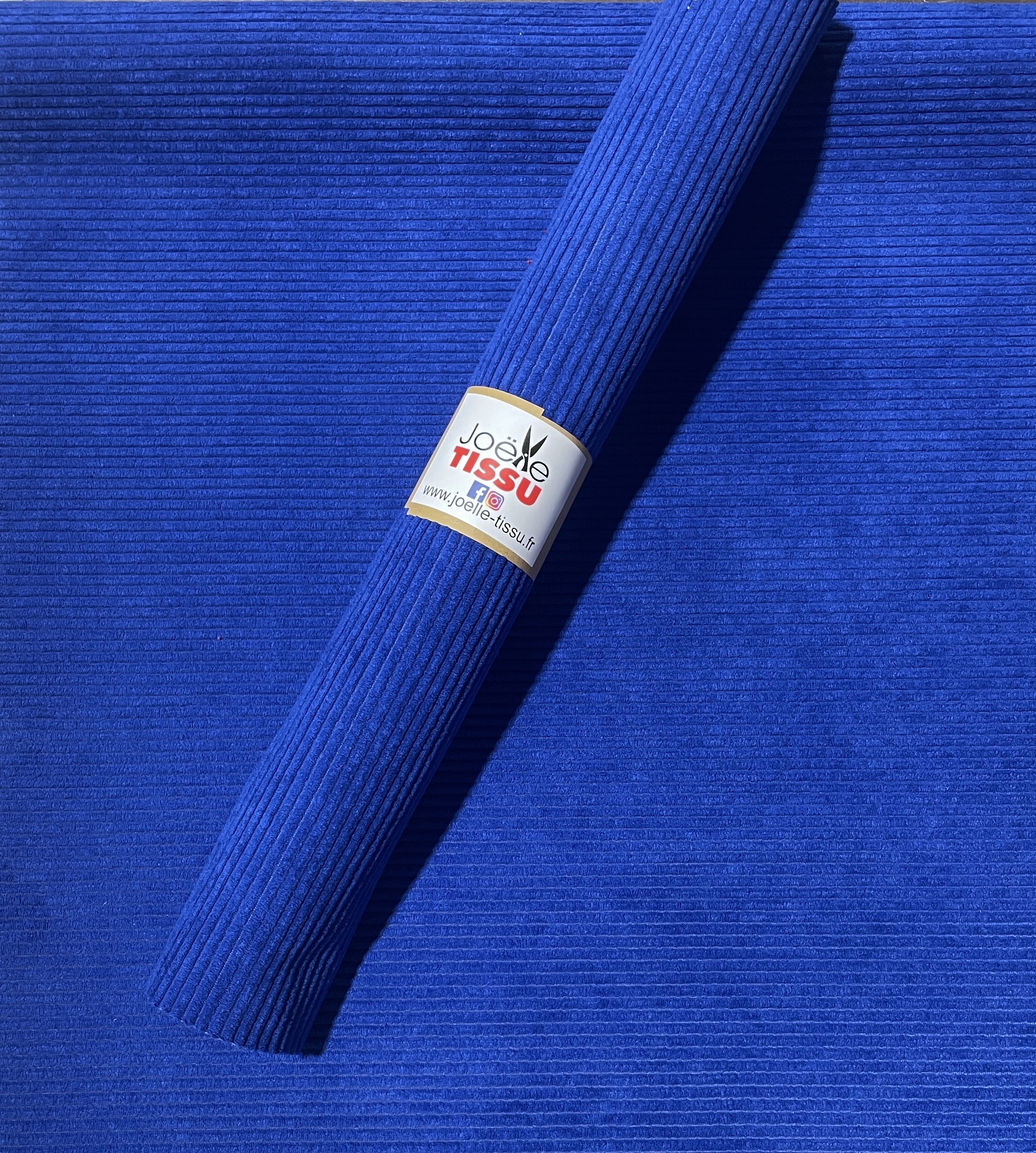 Coupon velours cottelé -bleu roy
