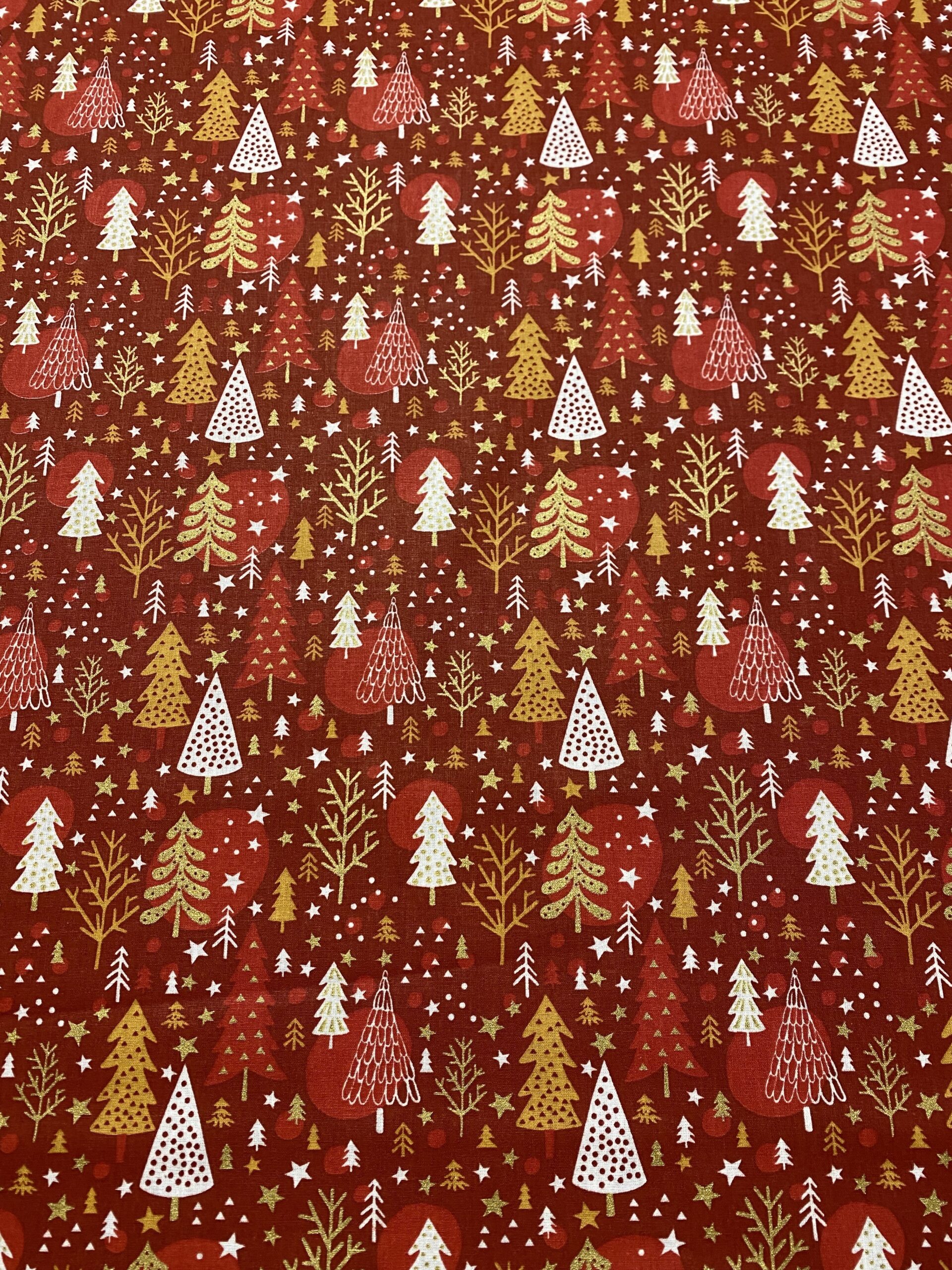 Sapins doré fond bordeaux