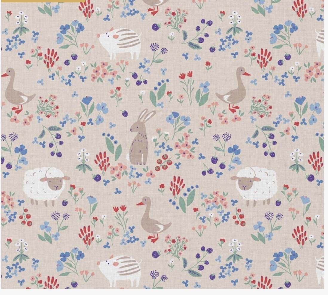 Coton150. Animaux de la ferme et fleurs