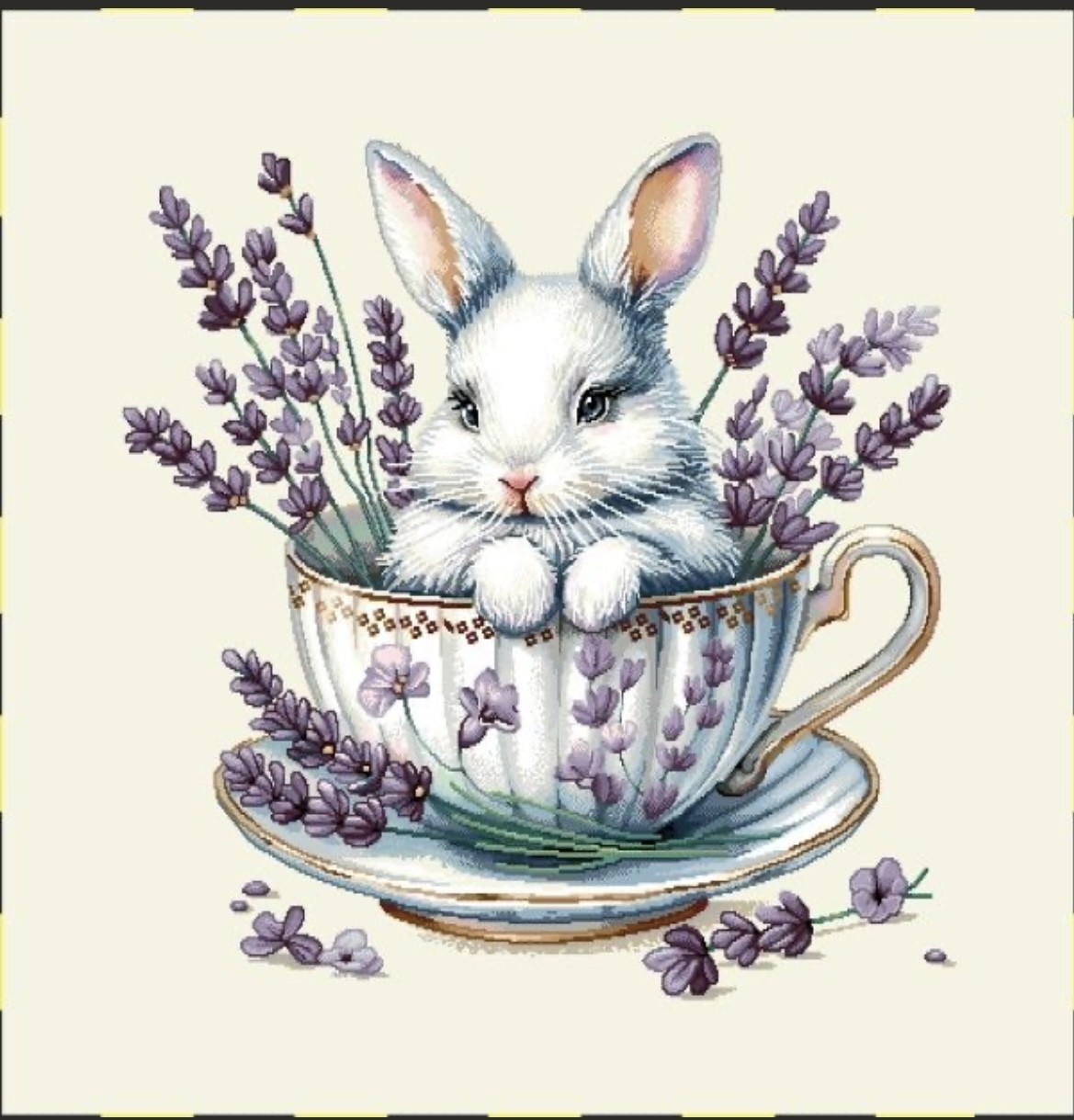 Carre- Lapin tasse lavande