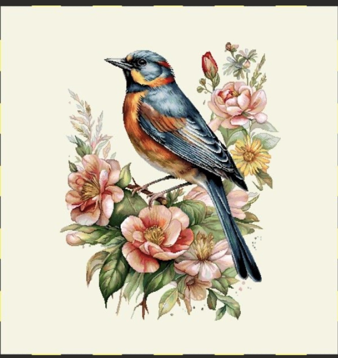 Carre-oiseaux et fleurs