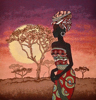 Carré - Africaine dans la savane