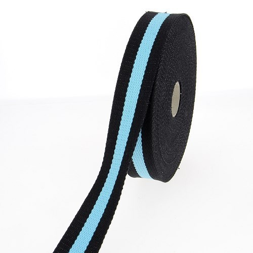 Sangle 30mm - Coton noir et turquoise