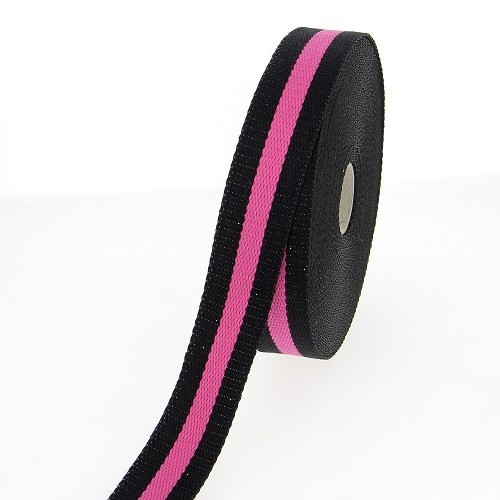 Sangle 30mm - Coton noir et fushia