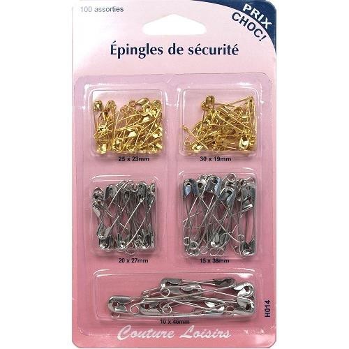 Mercerie - Épingles de sécurité 100 assorties