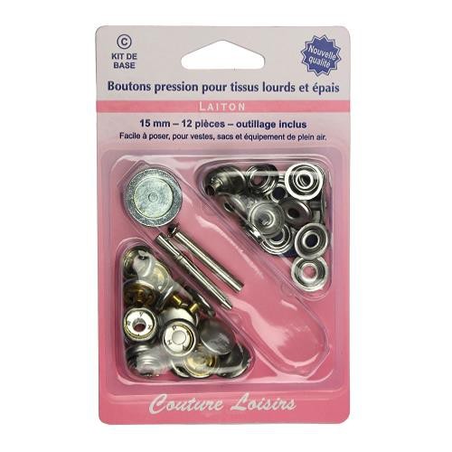 Mercerie - Boutond pression tissus lourds et épais argentés