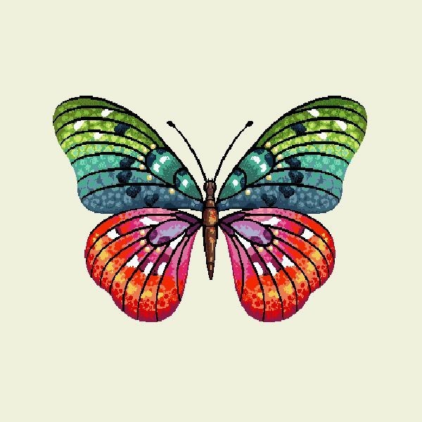 Carré - Papillon arc-en-ciel