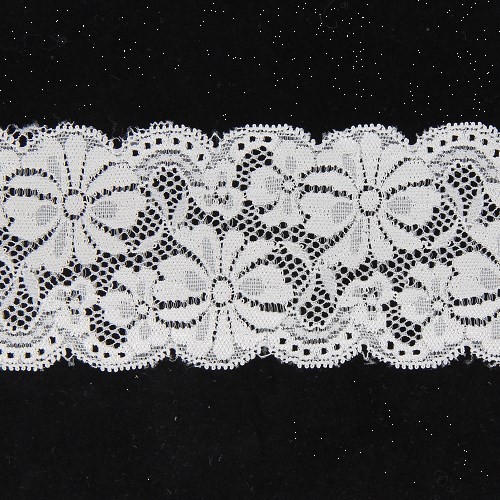 Mercerie - Dentelle nylon extensible 65mm blanche