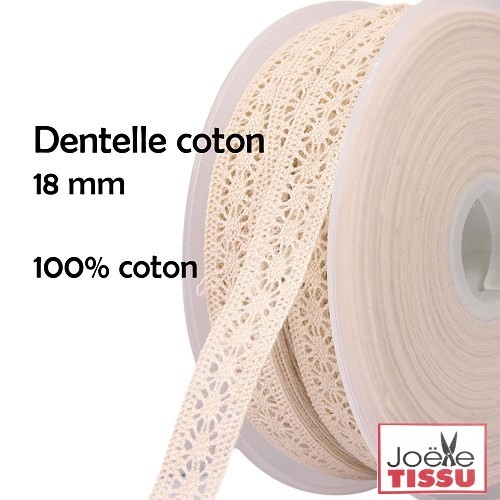 Mercerie - Dentelle coton écrue 18mm