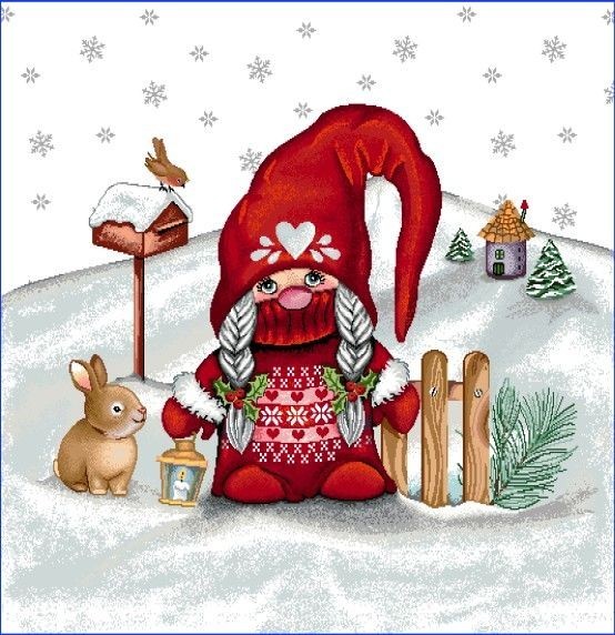 Carré - Petite fille lutin noel