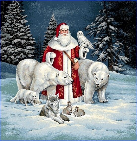 Carré -Pere noel et les animaux