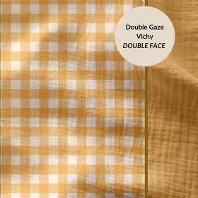 Double gaze vichy jaune double face