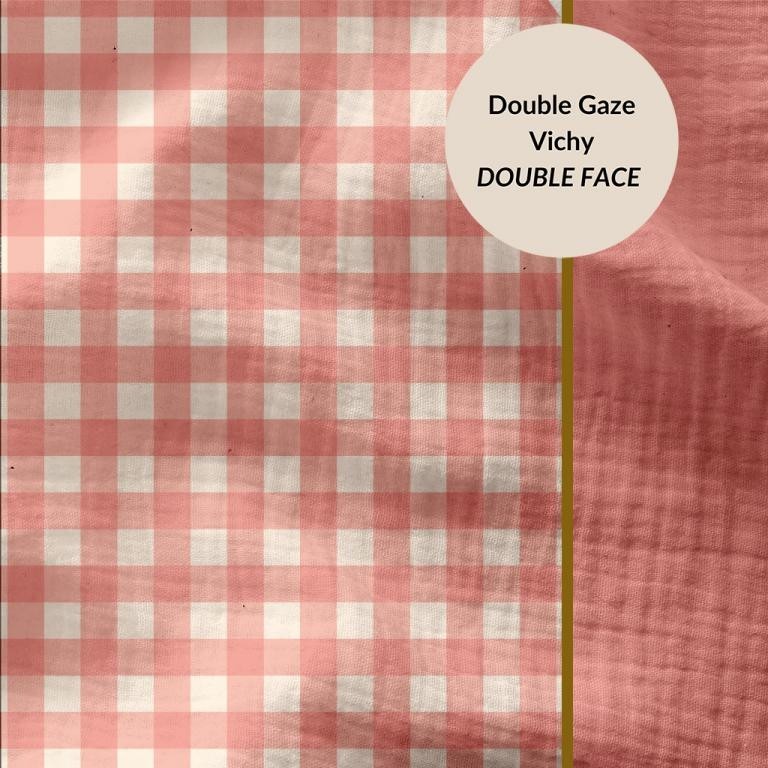 Double gaze vichy rose double face