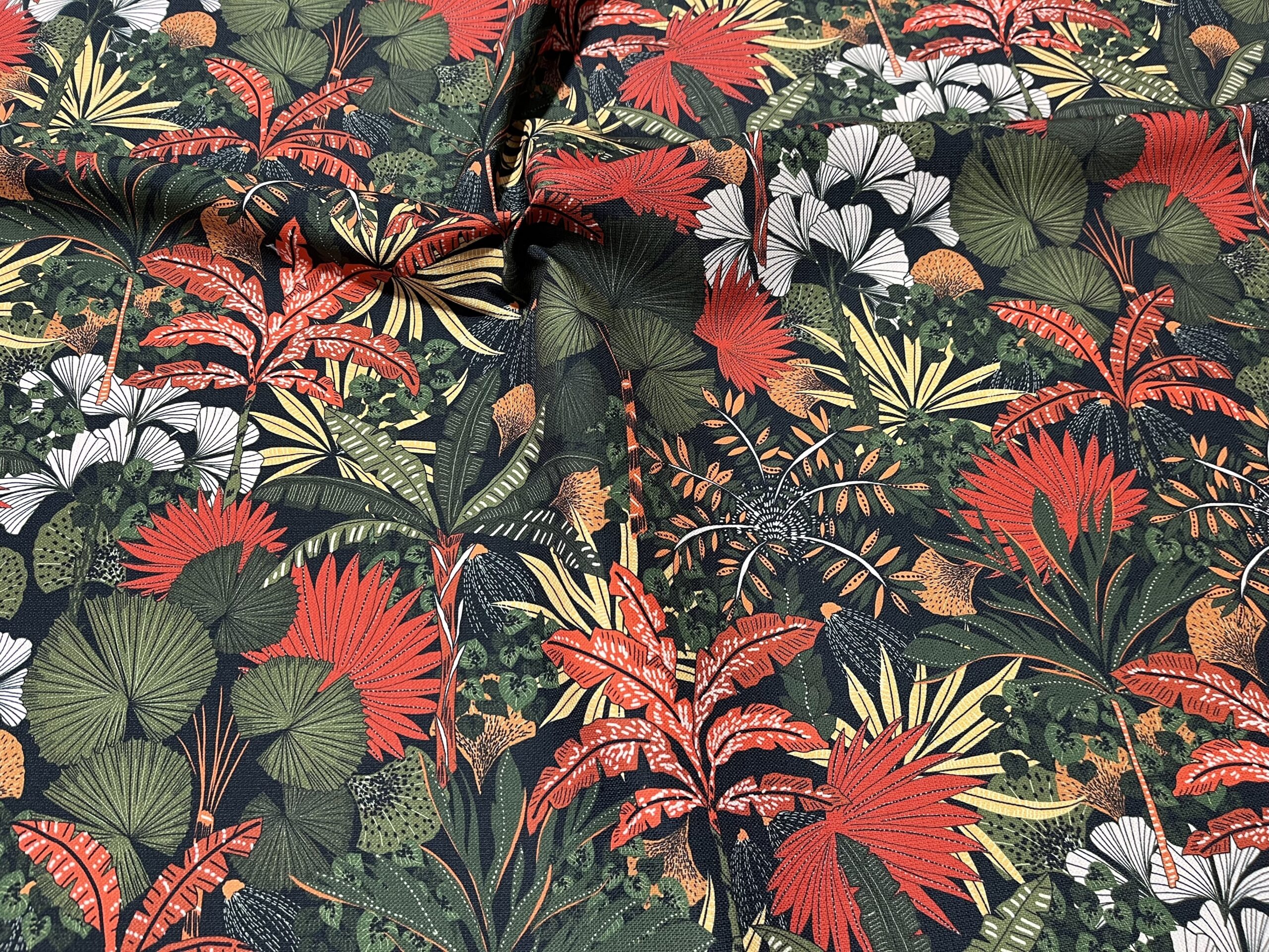 Tissu toile extérieure Magelan fond noir.