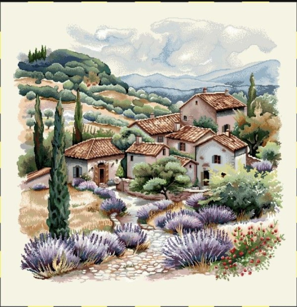 Carre-champ lavande et maison