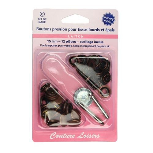 Mercerie - Boutons pressions laiton tissus lourds et épais